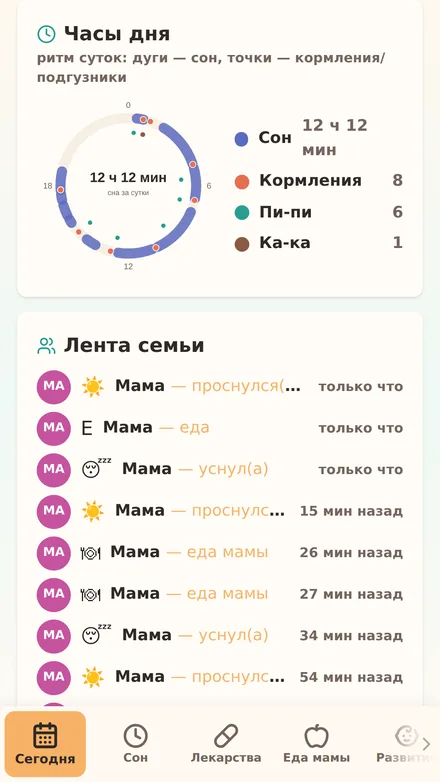 Часы дня и лента семьи